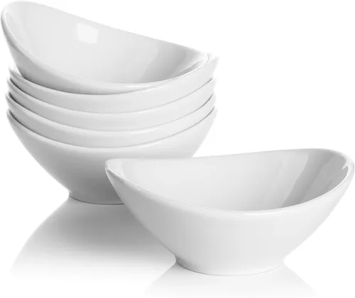 Teocera Juego de cuencos pequeños de porcelana de 5 pulgadas, cuencos pequeños de 6 onzas para postres, helados, aperitivos, salsas, guarniciones,