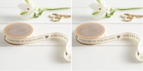Miniatura 9 de ANGEL & DOVE Cinta «Forever in Our Hearts» para flores funerarias, regalos, papelería, regalos de condolencias (5.4 yardas)