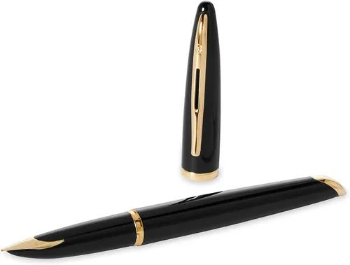 Miniatura 3 de Pluma estilográfica Waterman Carene Deluxe con punta mediana de oro macizo y tinta azul (S0699940), negro, dorado (Black Sea and Gold)