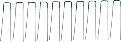 Miniatura 6 de 50 grapas de jardín medio verde en forma de U clavijas de césped artificial pasadores de césped de metal galvanizado