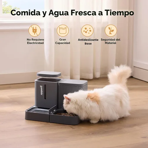 Miniatura 5 de ZOMISIA Alimentador de gravedad para gatos y dispensador de agua, alimentador automático 2 en 1 para gatos con rotación de 180 grados, 2