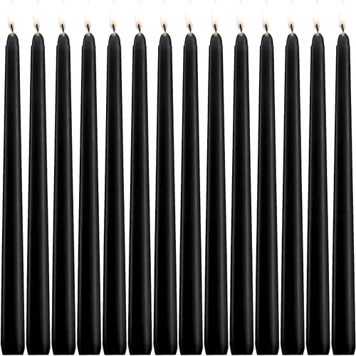 Miniatura 10 de WPONSZU Juego de velas cónicas en espiral negras de 10 pulgadas, paquete de 12 velas sin perfume sin goteo para Halloween, cena, fiesta, cumpleaños