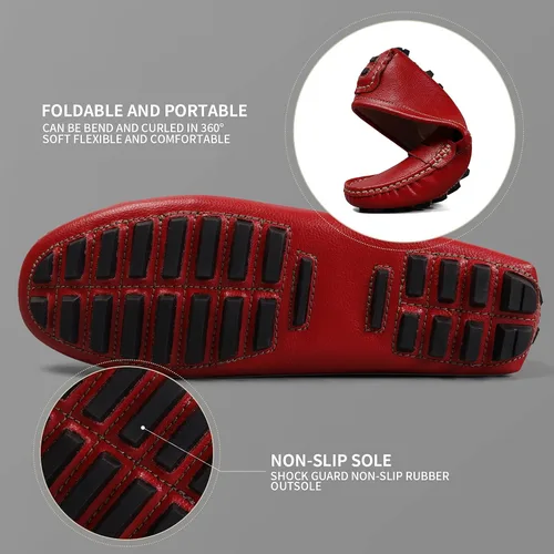 Miniatura 5 de Artisure Mocasines clásicos de cuero genuino para mujer, mocasines de conducción, mocasines casuales sin cordones, zapatos de barco cómodos y a
