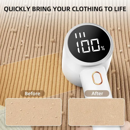Miniatura 7 de Rasuradora de telas, removedor de pelusa, recargable, eléctrica y portátil, 3 velocidades, 6 cuchillas, pantalla LED digital, para quitar pelusas