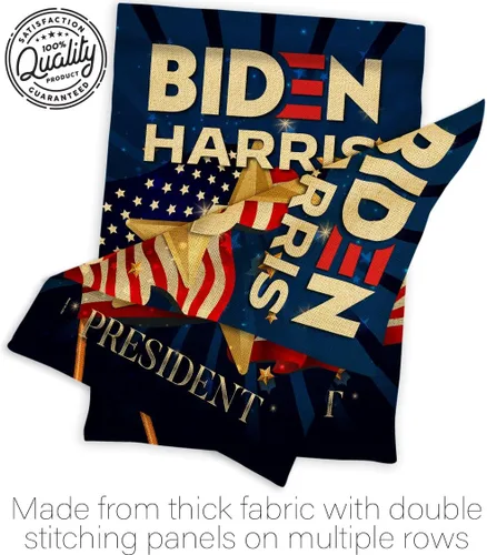 Miniatura 7 de Juego de banderas de jardín de arpillera con bandera de Biden Harris 46 para colgar en la pared, diseño patriótico, para el presidente demócrata
