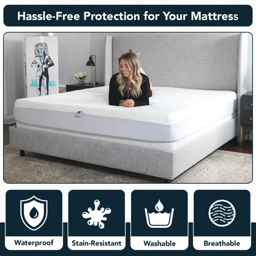 Miniatura 3 de Lull Protector de colchón de tamaño individual Funda de colchón Protector de colchón impermeable extra suave Resistente a las manchas, lavable