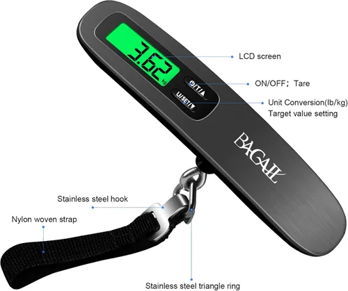 Miniatura 2 de BAGAIL Digital Luggage Scale, 110lbs Hanging Baggage Scale with Backlit LCD Display, Portable Suitcase Weighing Scale, Travel Luggage Weight Scale