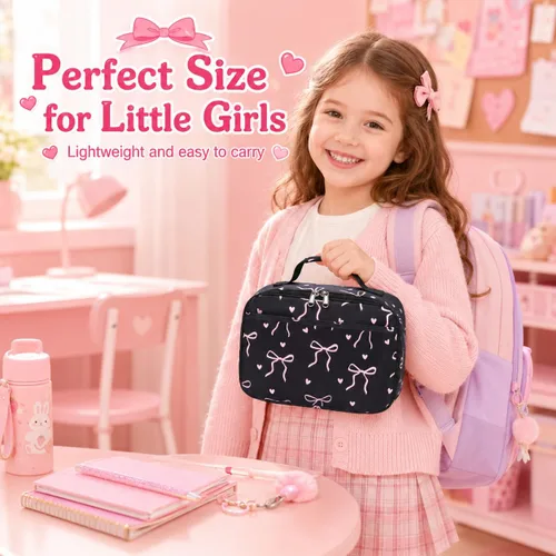 Miniatura 7 de LEDAOU Lunch Box Kids Boys Girls Cute Insulated Lunch Box Reusable Lunch Bag Meals Tote Lunchbox for School Picnic Travel (Bow Tie Black)