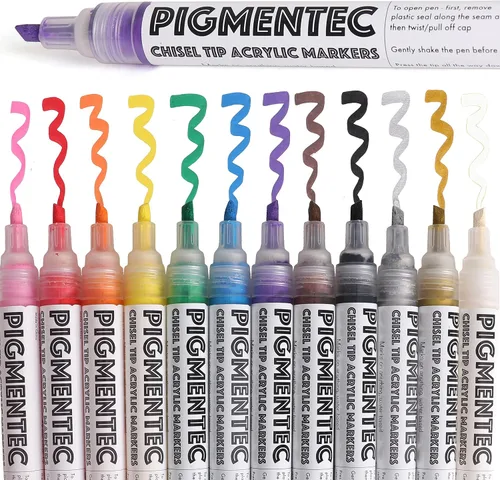 Marcadores de pintura acrílica, juego de 12 rotuladores de pintura acrílica, marcadores de arte vibrante para clase, tablero de lienzo, cerámica,