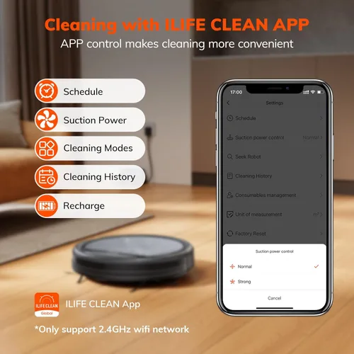 Miniatura 5 de ILIFE Robot aspirador V5s Max, potencia de succión máxima de 4000 Pa, WiFi/App/Alexa/control remoto, aspiradora robótica de carga automática