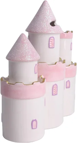 Miniatura 5 de Vencer Alcancía grande de cerámica de castillo de princesa para niñas y niños, alcancía para niños, alcancía para niños, rosa, gran juguete