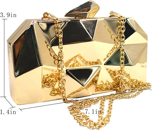 Miniatura 7 de CLARA Bolso de embrague de noche de metal geométrico para mujer