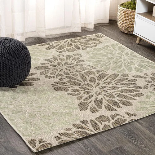 Miniatura 10 de JONATHAN Y Alfombra Corredor de Tejido Texturizado Floral para Interiores y Exteriores 2X8 Marrón/Crema, Zinnia Moderna para Patio Trasero, Patio