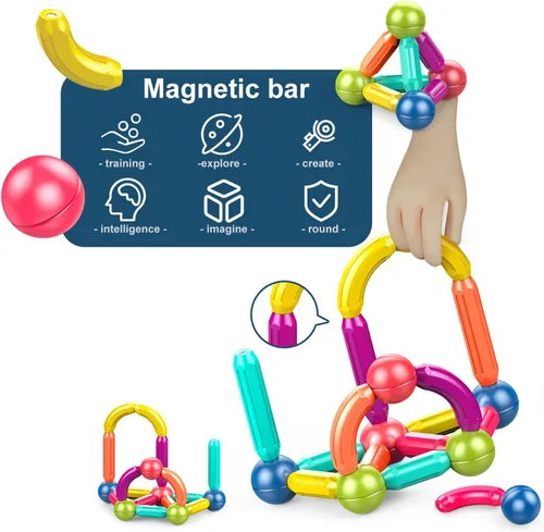 Miniatura 3 de Juego de bolas y varillas magnéticas, bloques de construcción magnéticos Montessori, juguetes magnéticos para niños pequeños, juguetes sensoriales