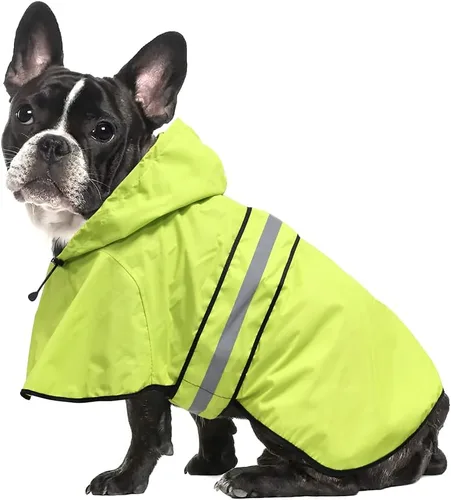 Miniatura 21 de Impermeable reflectante para perros – Impermeable ajustable para perros, impermeable ligero con capucha para perro, poncho chubasquero, chaqueta