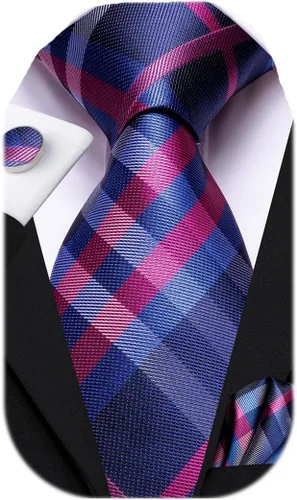Miniatura 146 de Dubulle Corbata tejida de cachemira para hombre y gemelos de pañuelo para hombre, conjunto de gemelos para boda formal y negocios
