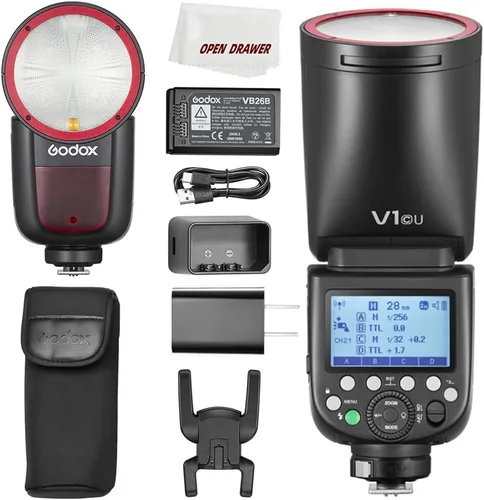 Godox Flash V1, Godox Flash Speedlight versión EE.UU., 2.4G inalámbrico TTL 1/8000s HSS, 1.5s Reciclaje, 480 tomas con batería de iones de litio de
