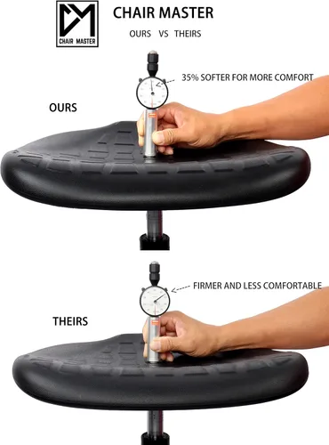 Miniatura 6 de Taburete ergonómico resistente de dibujo negro, fácil de limpiar, más grande (20") Adj. reposapiés y base (26") en el mercado. Rango Seat Ht