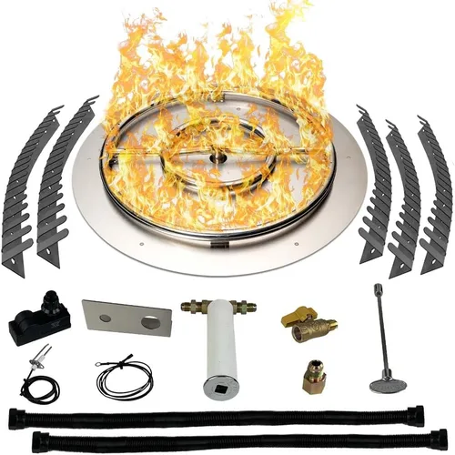 Miniatura 34 de Kit de quemador de acero inoxidable y anillo Pro con encendido por chispa para fogatas de gas natural, sartén de 36 pulgadas, anillo de quemador