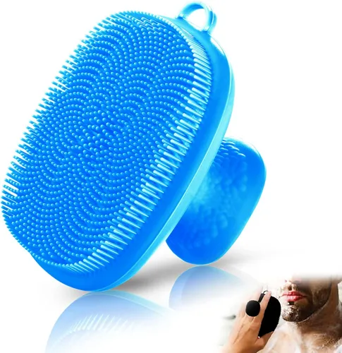 Cepillo exfoliante facial de silicona para hombres, cepillo de limpieza facial de silicona, cepillo de lavado facial de silicona manual impermeable,