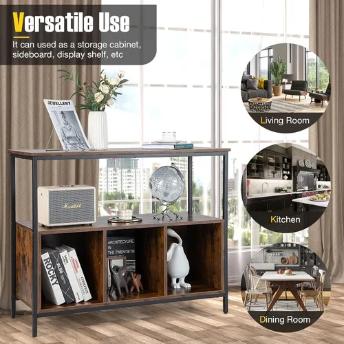 Miniatura 7 de PETSITE Mesa de buffet aparador con gabinete de almacenamiento y estantes, soporte industrial para horno de microondas, estación de barra de café
