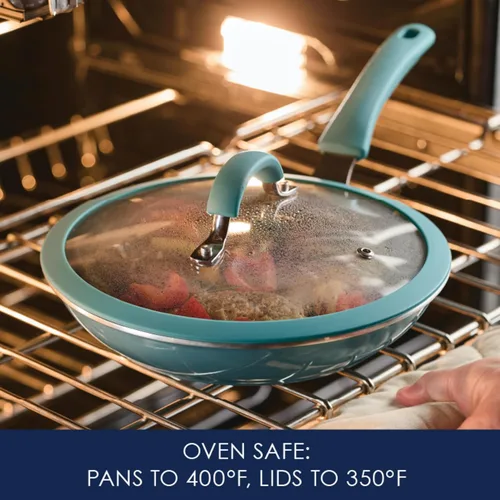 Miniatura 10 de Rachael Ray Cook + Create - Juego de utensilios de cocina antiadherentes de aluminio, 10 piezas, azul agave