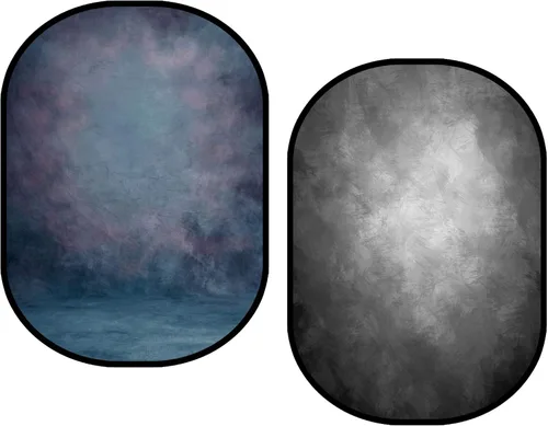Miniatura 10 de Kate Backdorp plegable emergente de 5 x 6.5 pies, pantalla de doble cara azul y gris, fondo plegable y reversible 2 en 1 para fotografía, videos