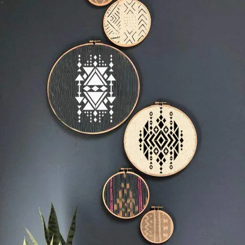 Miniatura 2 de CrafTreat Plantillas de patrón triangular reutilizables para pintar en madera, cerámica, lienzo, papel, tela y pared, diseño azteca2 - Tamaño: A4
