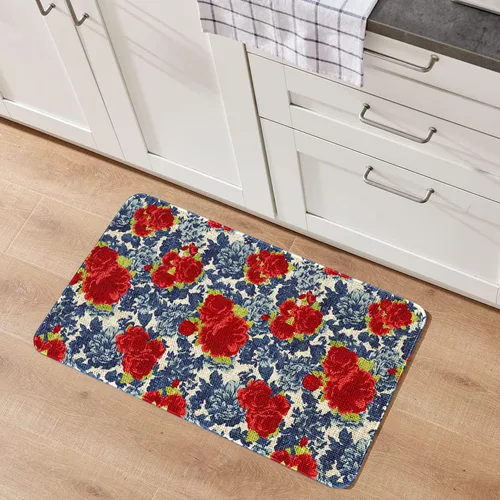 Mloabuc® Tapete decorativo de flores, tapetes de cocina de arpillera de arpillera para mujer, accesorios de cocina para exteriores, 17 x 30 pulgadas