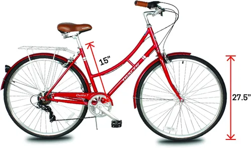 Miniatura 8 de Tracer Osaka - Bicicletas híbridas, marco de acero, Shimano Nexus Inter 3/7 velocidades, agarre marrón asiento marrón, bicicleta de carretera, Rojo
