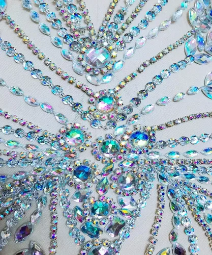 Miniatura 4 de Nuevos parches de cuerpo completo hechos a mano apliques de diamantes de imitación en red desnuda Cuentas de piedra de cristal de color AB
