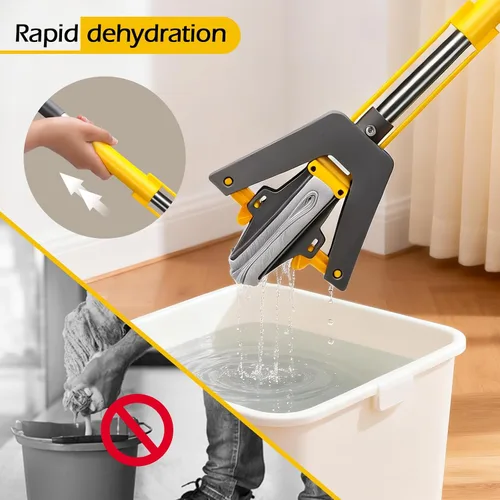 Miniatura 2 de MASTERTOP Trapeador de esponja, mopa autoexprimible con 3 repuestos de mopa absorbente de PVA, mopa de esponja con rodillo con mango de acero