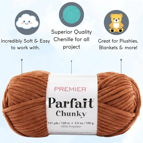 Miniatura 2 de Premier Yarns Parfait - Oso de peluche grueso 1150-36 (3 madejas, el mismo lote de tinte), peso S, voluminoso #6, hilo de poliéster para tejer