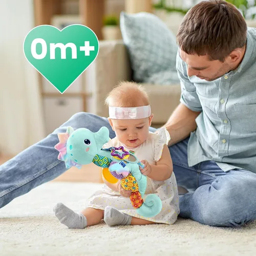 Miniatura 6 de LIGHTDESIRE Juguetes para bebés musicales de caballito de mar, juguetes de animales de peluche para bebés con crujido y sonajeros, juguetes
