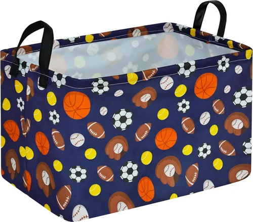 Miniatura 21 de MAIZMZ Cesta de almacenamiento rectangular vacía, organizador de almacenamiento impermeable de béisbol, cestas plegables con asas para mujeres