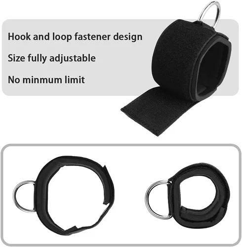 Miniatura 4 de Puños de Tobillo y Muñeca de Neopreno Acolchados Correas con Anillo en D Patada de Glúteos para Máquinas de Cable Ejercicio de Piernas Fitness