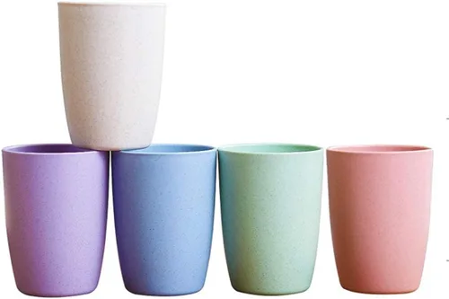 Vaso de beber reutilizable irrompible ecológico para adultos (12 onzas), vasos de paja de trigo, juego de vasos saludables, multicolor, apto para