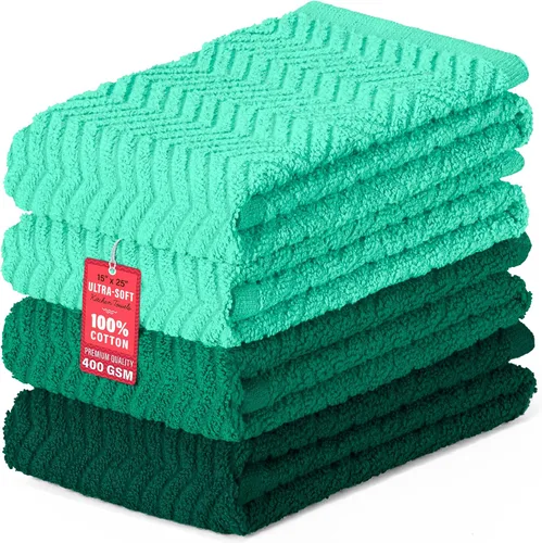 Miniatura 9 de DecorRack Paquete de 4 toallas de cocina, 100% algodón, 15 x 25 pulgadas, absorbentes para secar platos, toallas de mano, paños de limpieza