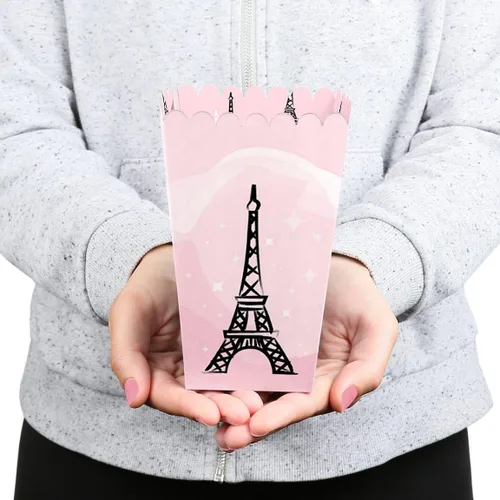 Miniatura 5 de Big Dot of Happiness Paris, Ooh La - Juego de 12 cajas de palomitas de maíz con temática de baby shower o fiesta de cumpleaños
