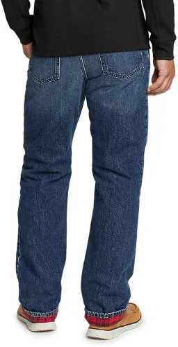 Miniatura 2 de Eddie Bauer Jeans flexibles con forro de franela para hombre, ajuste recto