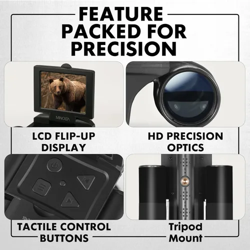 Miniatura 7 de Minolta Binoculares digitales de 10 x 25 – Cámara de video 4K UHD, foto de 48 MP, zoom digital 8X, pantalla IPS antirreflejo, óptica resistente a