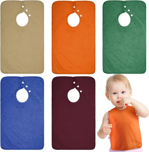 Miniatura 9 de Hercicy Baberos de cobertura completa con capucha para bebés y niños pequeños de felpa con botón de presión para niños de 0 a 4 años, unisex