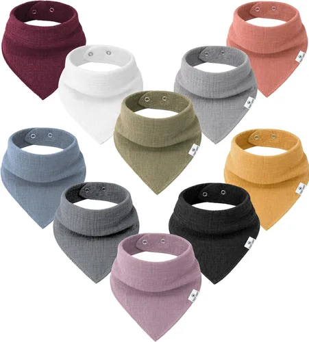 Miniatura 31 de DiaperSquad's 100% Organic Cotton Baby Drool Bibs, Super Absorbent & Adjustable Baby Bibs for Drooling and Teething Neutro