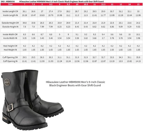 Miniatura 3 de Milwaukee Leather MBM9090 - Botas de motocicleta para hombre, de 9 pulgadas, con protector de palanca de cambios