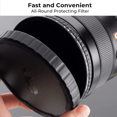 Miniatura 4 de K&F CONCEPT Kit de filtro de lente y tapa de filtro variable ND2-32 de 2.835 in (2 piezas) Filtro de lente de densidad neutra ajustable con tapa