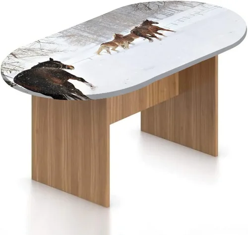 Miniatura 9 de Mantel ovalado ajustable de poliéster elástico para invierno, diseño de bosque abstracto monocromático, hojas y bosques, se adapta a mesas ovaladas