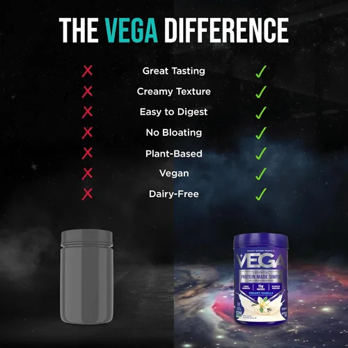 Miniatura 12 de Vega Proteína hecha simple, vainilla, sin estevia vegana a base de plantas en polvo, saludable, sin gluten, proteína de guisante para mujeres