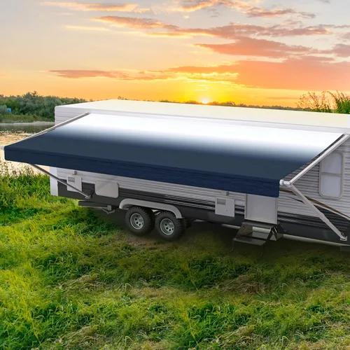 Shade Pro RV Tela de repuesto para toldo | Vinilo duradero de grado premium 16' [tela de 15' 2"], toldo para cámper azul grisáceo en degradé Slate
