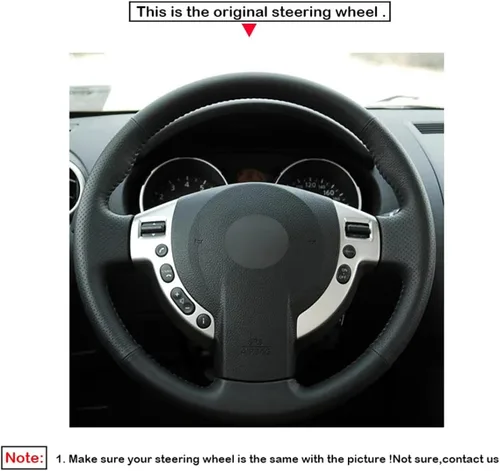 Miniatura 3 de Funda de volante de cuero negro para Nissan X-Trail 2007-2013, funda antideslizante para volante de automóvil