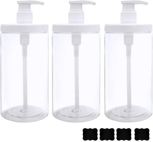 Miniatura 9 de Dispensador de Bomba de Cosywell 2 Paquetes 16.9oz/500ml Dispensador de Champú y Acondicionador Boca Ancha Dispensador de Jabón de Manos Recargable